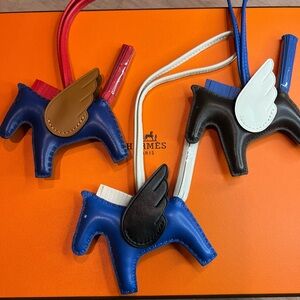 Dark Brown and Blue Pegasus Horse Bag Charm